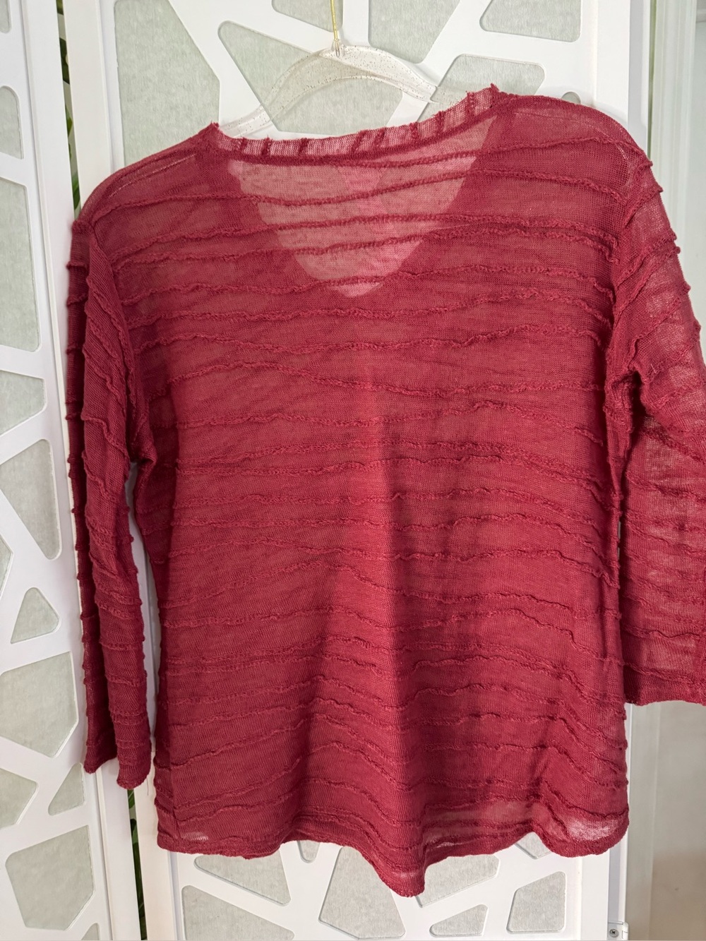 Women's Textured Long-Sleeve Top - Red